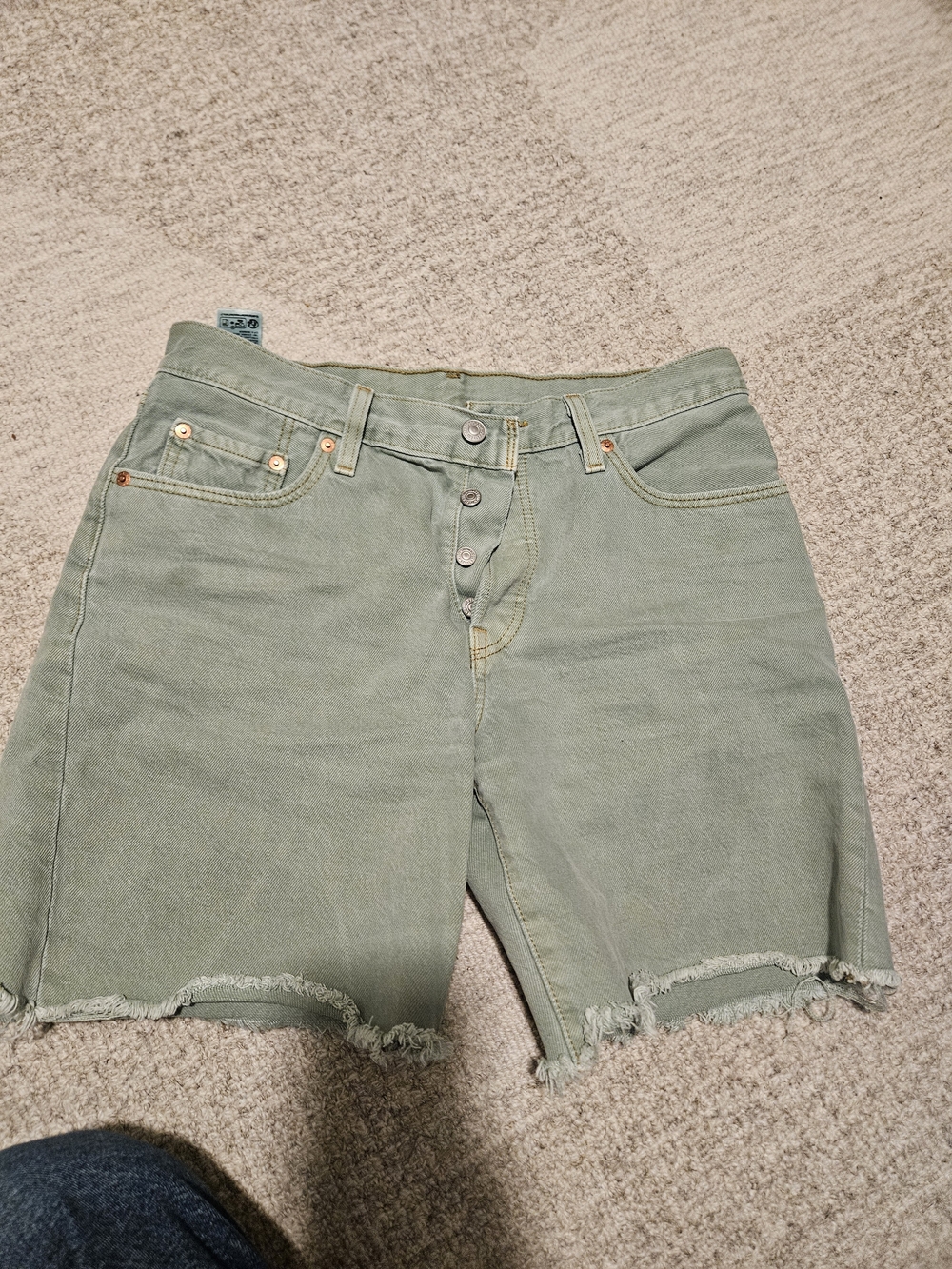 Levis Green Frayed Hem Denim Shorts